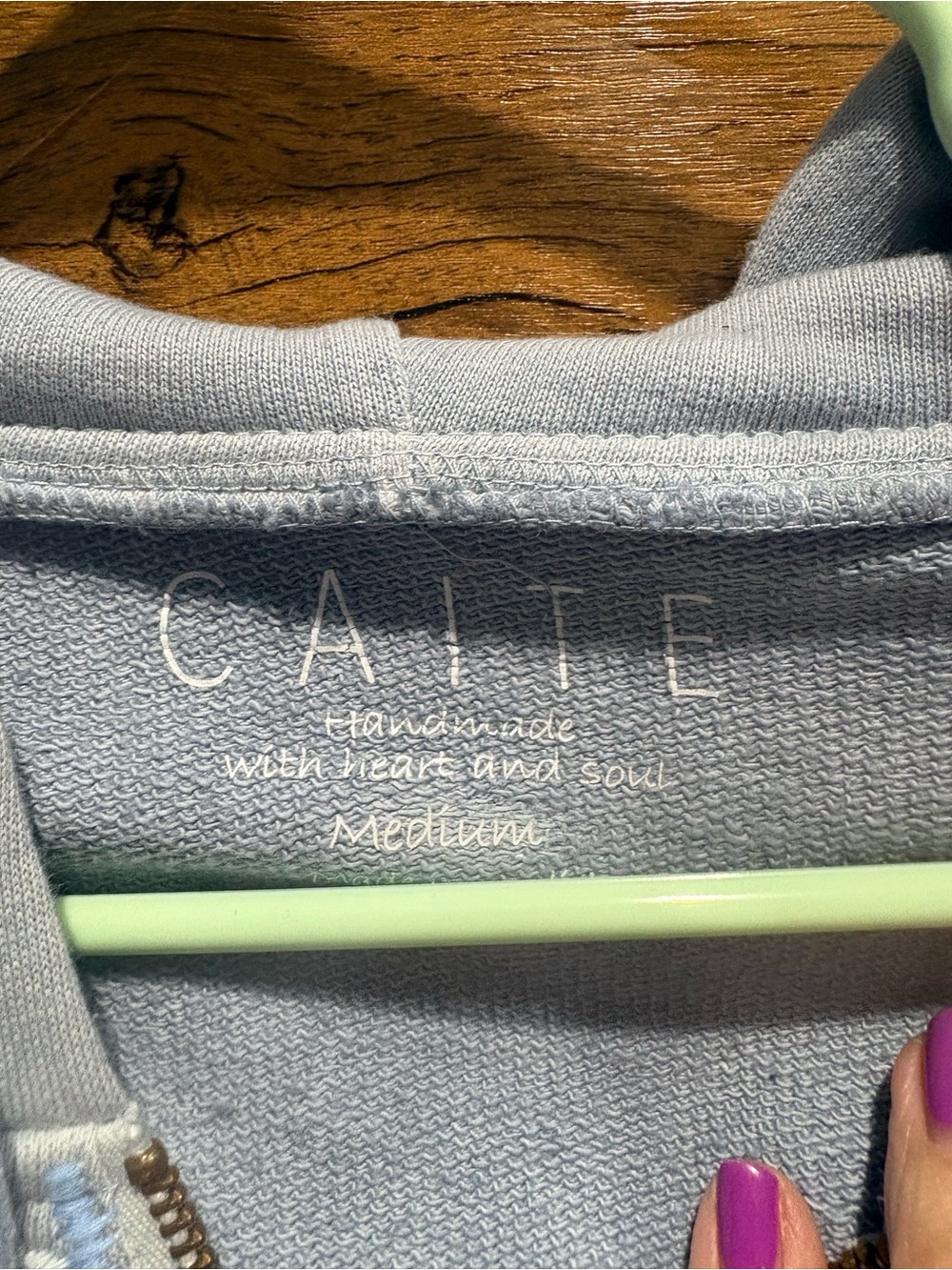 Caite Light Blue Embroidered Zip Hoodie Jacket - Picture 3 of 9